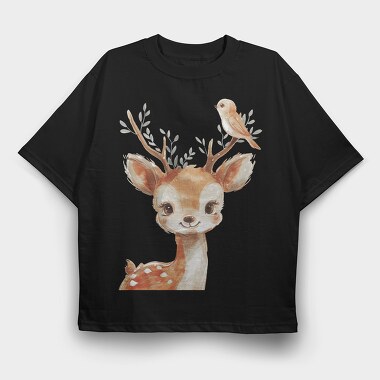 Deer Bird Friendship, Tricou Oversize Barbati (Unisex)