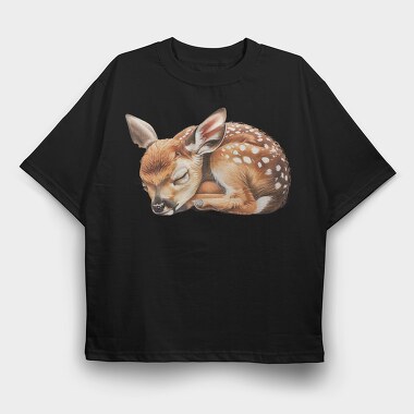 Deer Sleeping Cute, Tricou Oversize Barbati (Unisex)