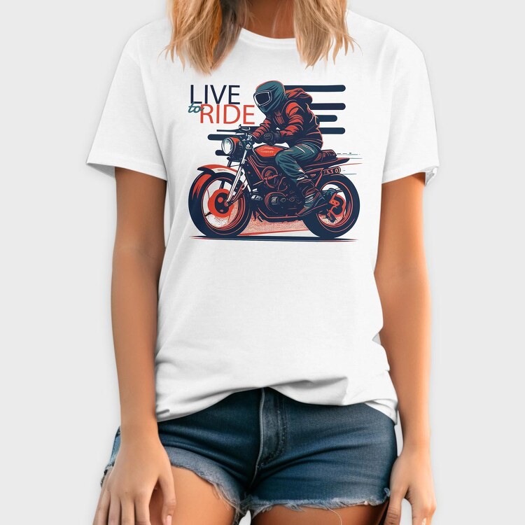 Live to Live MotorcycleArt RetroStyle, Tricou Barbati (Unisex)