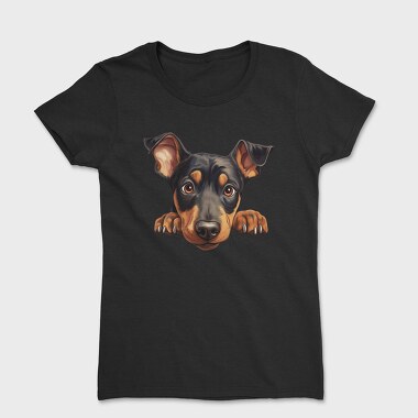 Doberman Pinscher Peeking, Tricou Femei