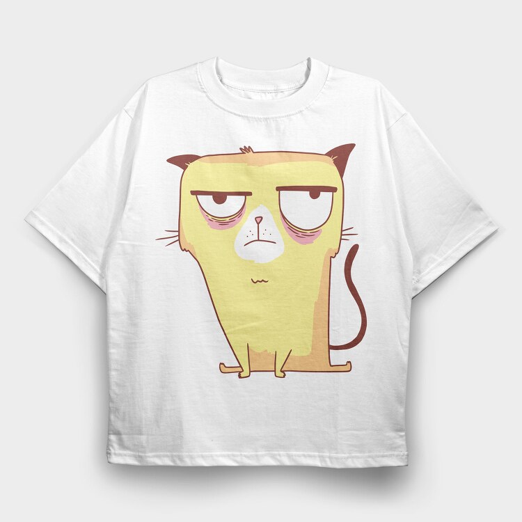 Annoyed Yellow Cat Grumpy, Tricou Oversize Barbati (Unisex)