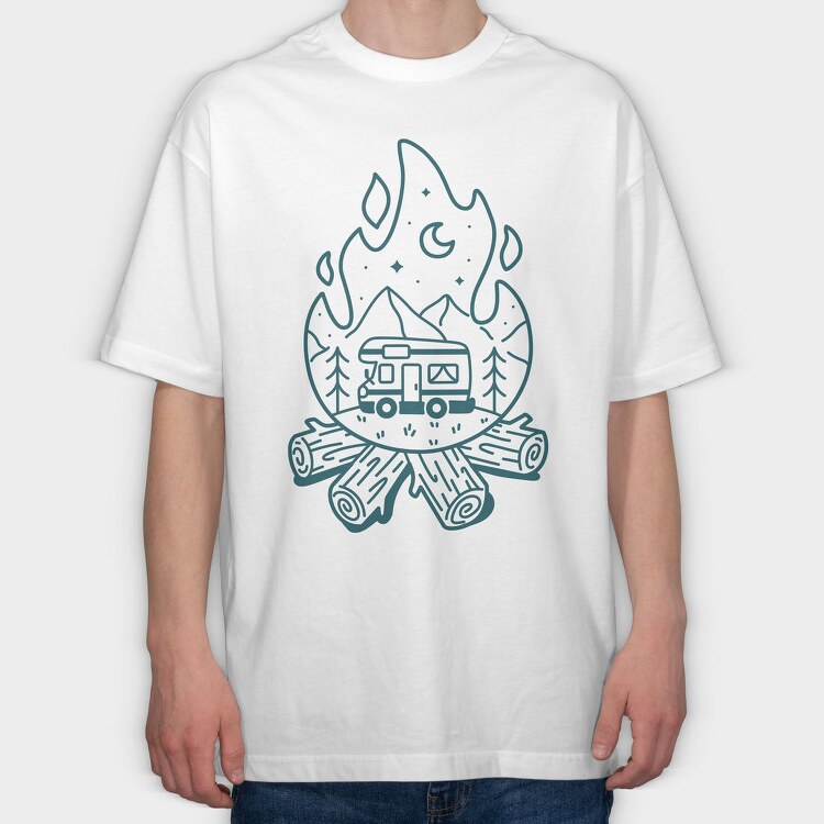 Fireplace Caravan, Tricou Oversize Barbati (Unisex)