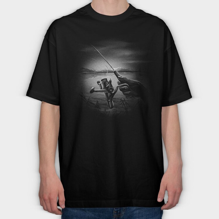 Fisherman Lake Monochrome, Tricou Oversize Barbati (Unisex)
