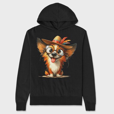 Dog Hat Glasses, Hanorac Oversize Barbati (Unisex)
