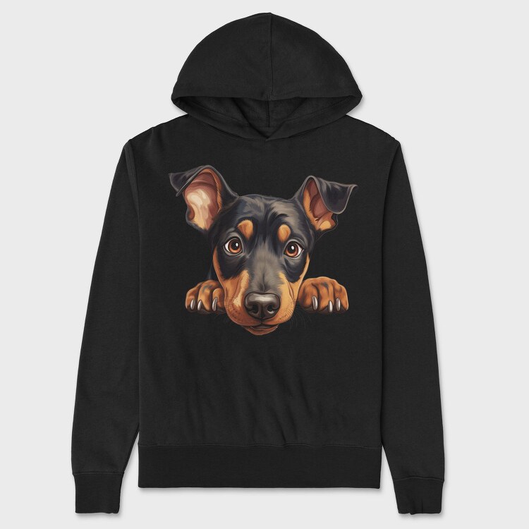 Doberman Pinscher Peeking, Hanorac Oversize Barbati (Unisex)