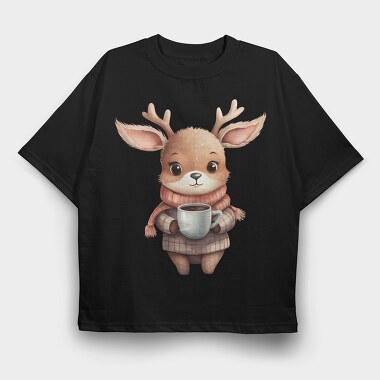 Deer Coffee Sweater, Tricou Oversize Barbati (Unisex)
