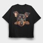 Doberman Pinscher Peeking, Tricou Oversize Barbati (Unisex)