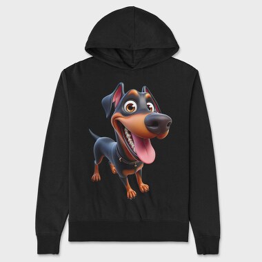 Doberman Smile Joy, Hanorac Oversize Barbati (Unisex)