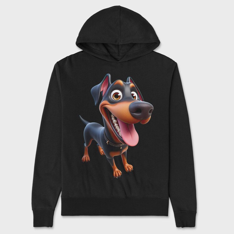 Doberman Smile Joy, Hanorac Oversize Barbati (Unisex)