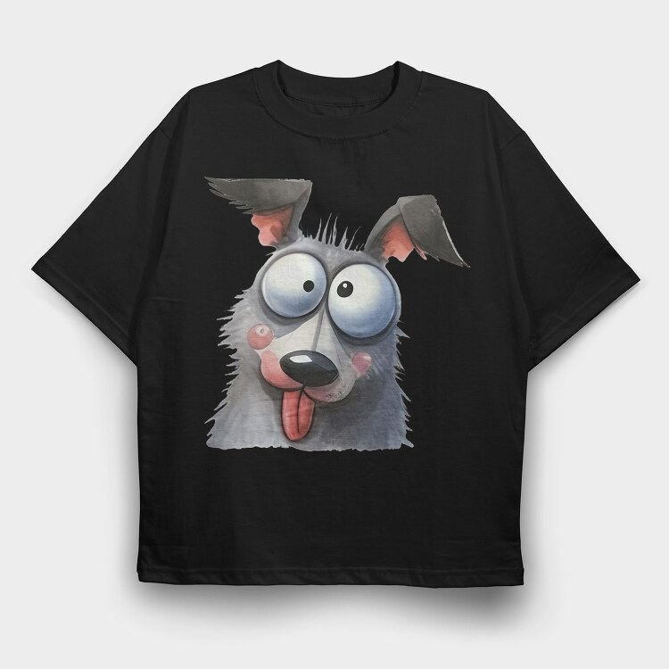 Dog Face Glasses Tongue Out, Tricou Oversize Barbati (Unisex)