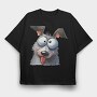 Dog Face Glasses Tongue Out, Tricou Oversize Barbati (Unisex)