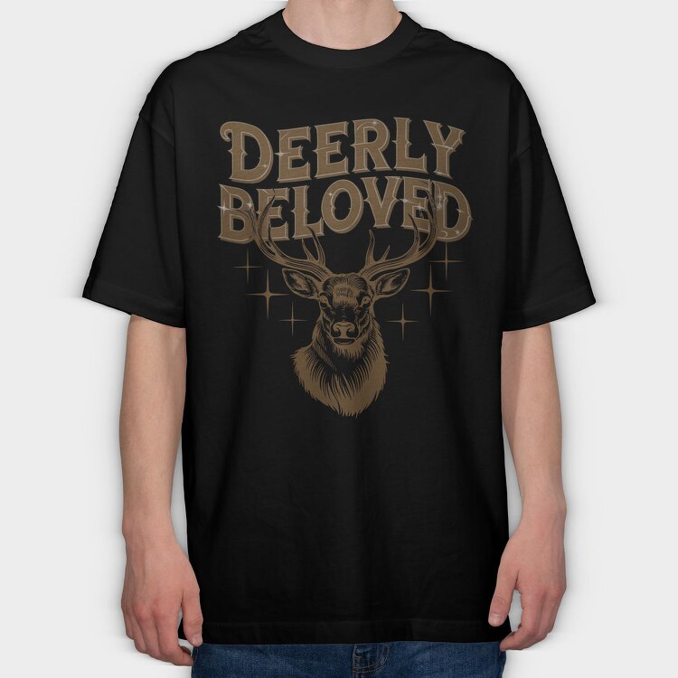 Deerly Beloved Deer, Tricou Oversize Barbati (Unisex)