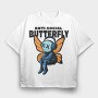 Anti Social Butterfly With Headphones, Tricou Oversize Barbati (Unisex)