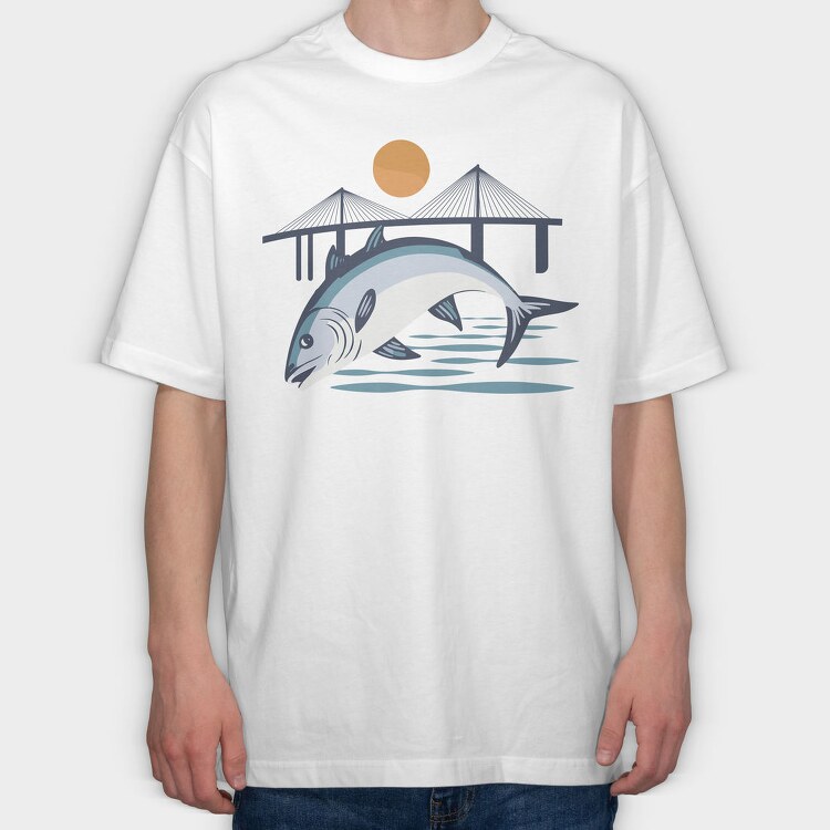 Fish Illustration 3, Tricou Oversize Barbati (Unisex)