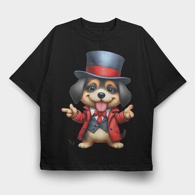 Dog Top Hat Tongue, Tricou Oversize Barbati (Unisex)