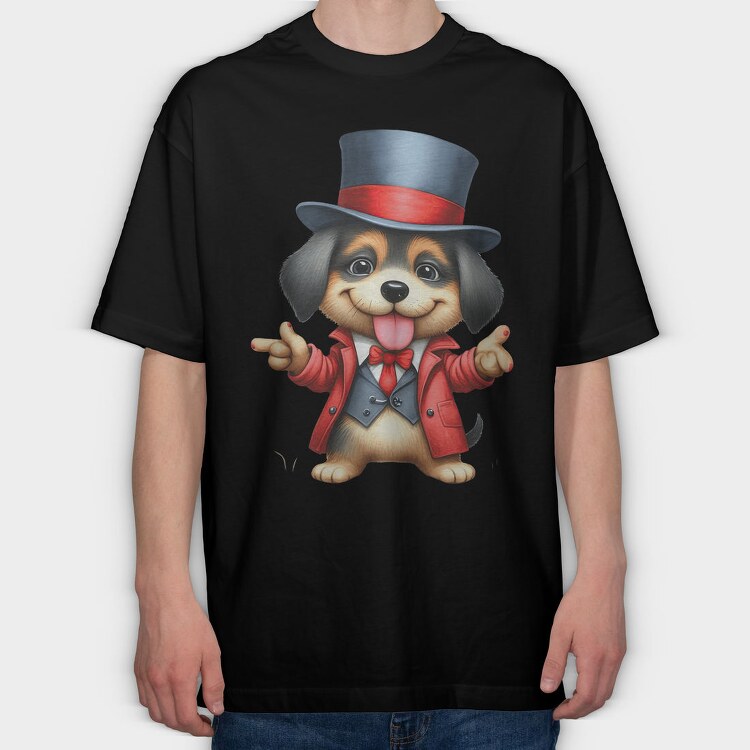 Dog Top Hat Tongue, Tricou Oversize Barbati (Unisex)