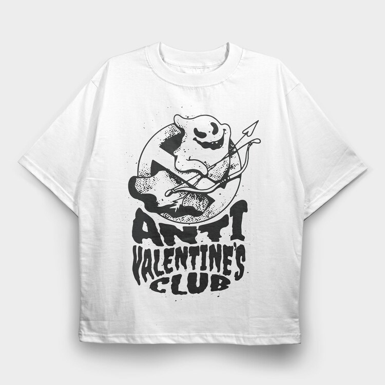 Anti Valentine S Day Ghost Club, Tricou Oversize Barbati (Unisex)