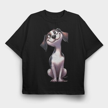 Dog Sitting Animated, Tricou Oversize Barbati (Unisex)