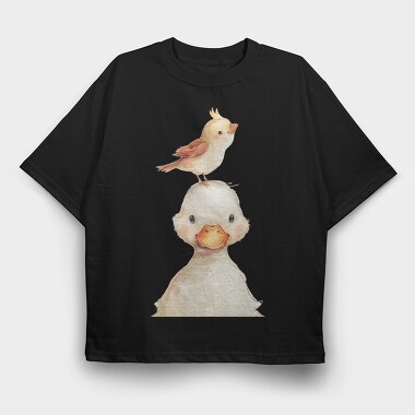 Duck Bird Stack, Tricou Oversize Barbati (Unisex)