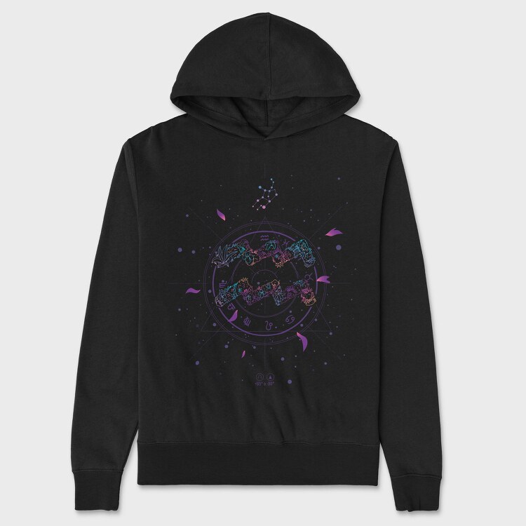 Aquarius Floral Zodiac Sign Aqarius, Hanorac Oversize Barbati (Unisex)
