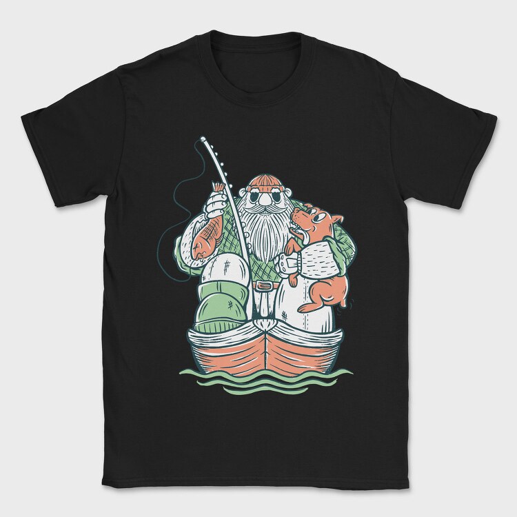 Fisherman and Dog, Tricou Barbati (Unisex)