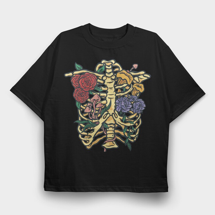 Flowers and Mushrooms, Tricou Oversize Barbati (Unisex)