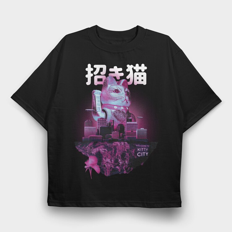 Floating Island Kittie City, Tricou Oversize Barbati (Unisex)
