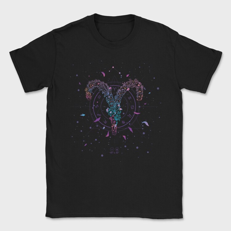 Aries Floral Zodiac Sign, Tricou Barbati (Unisex)