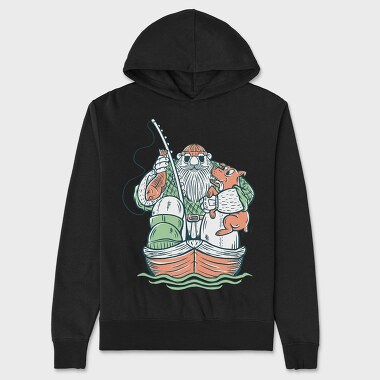Fisherman and Dog, Hanorac Oversize Barbati (Unisex)