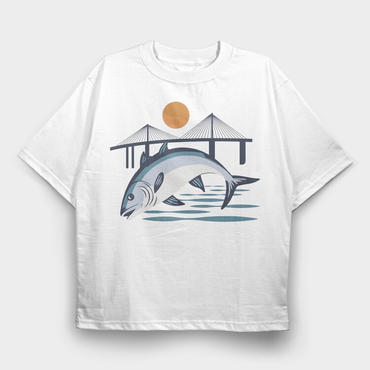 Fish Illustration 3, Tricou Oversize Barbati (Unisex)