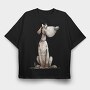 Dog Sitting Ear Twist, Tricou Oversize Barbati (Unisex)