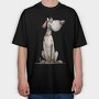 Dog Sitting Ear Twist, Tricou Oversize Barbati (Unisex)