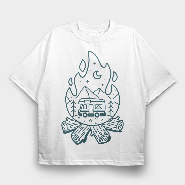 Fireplace Caravan, Tricou Oversize Barbati (Unisex)