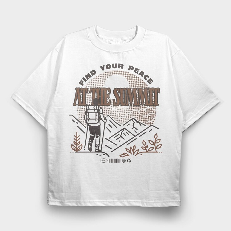 Find Your Peace at the Summit, Tricou Oversize Barbati (Unisex)