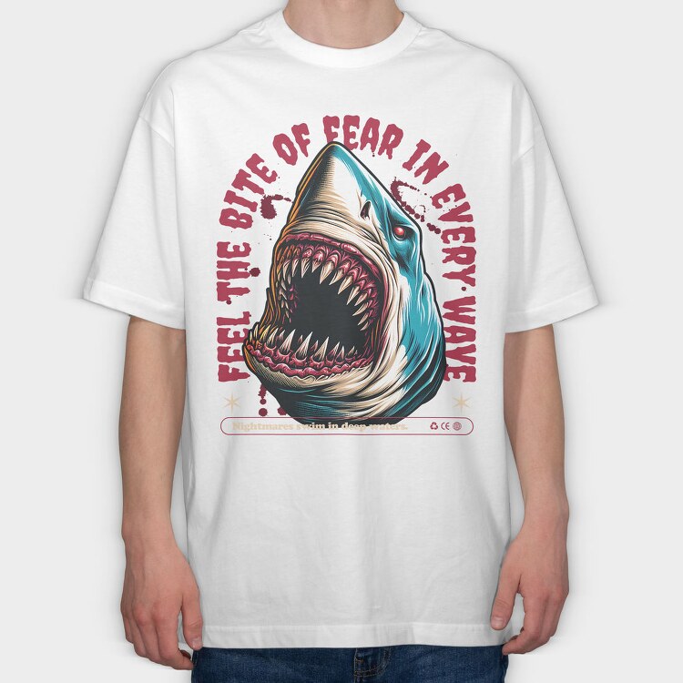 Feel the Bite of Fear in Every Wave, Tricou Oversize Barbati (Unisex)