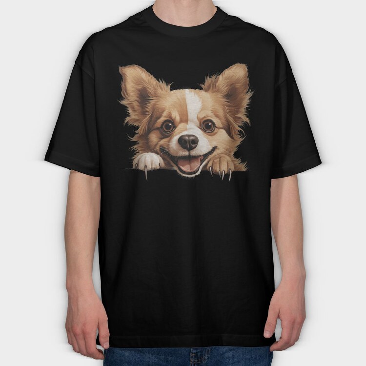 Dog Lover Peeker, Tricou Oversize Barbati (Unisex)