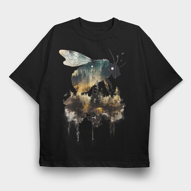 Double Exposure Bee, Tricou Oversize Barbati (Unisex)