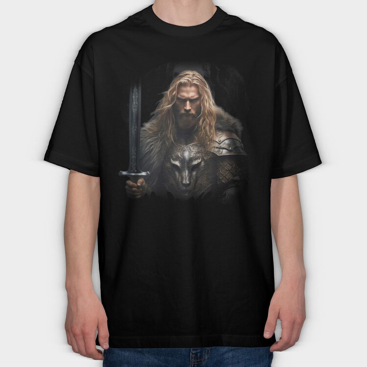Fantasy Knight Lion, Tricou Oversize Barbati (Unisex)