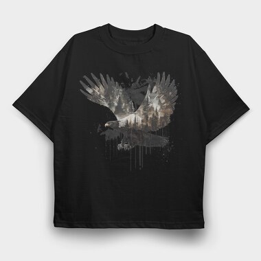 Double Exposure Eagle, Tricou Oversize Barbati (Unisex)
