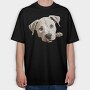 Dogo Argentino Peeking, Tricou Oversize Barbati (Unisex)
