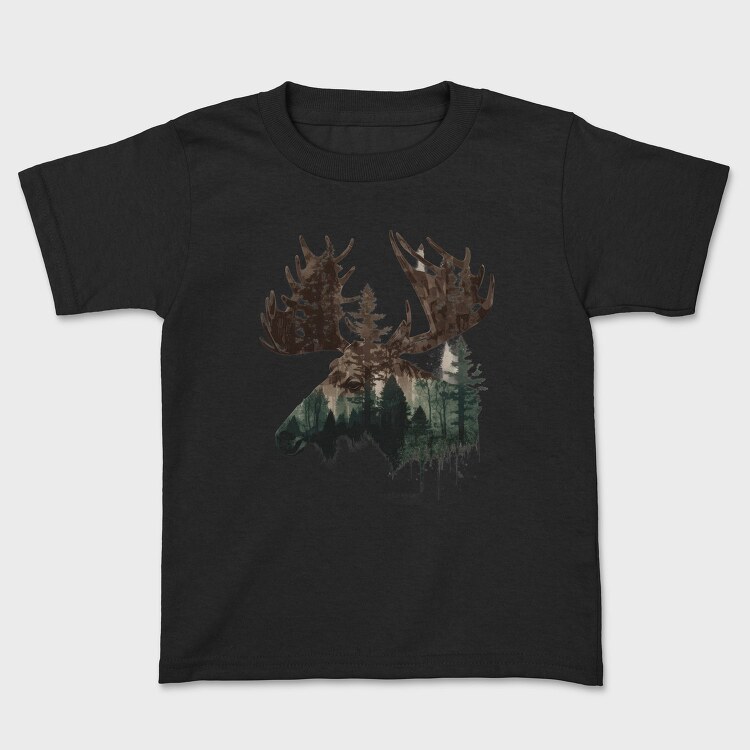 Double Exposure Moose Forest, Tricou Copii