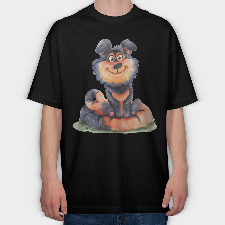 Dog Pillow Smile, Tricou Oversize Barbati (Unisex)