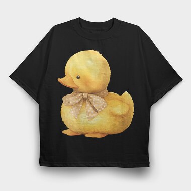 Duck Sitting With Bow, Tricou Oversize Barbati (Unisex)