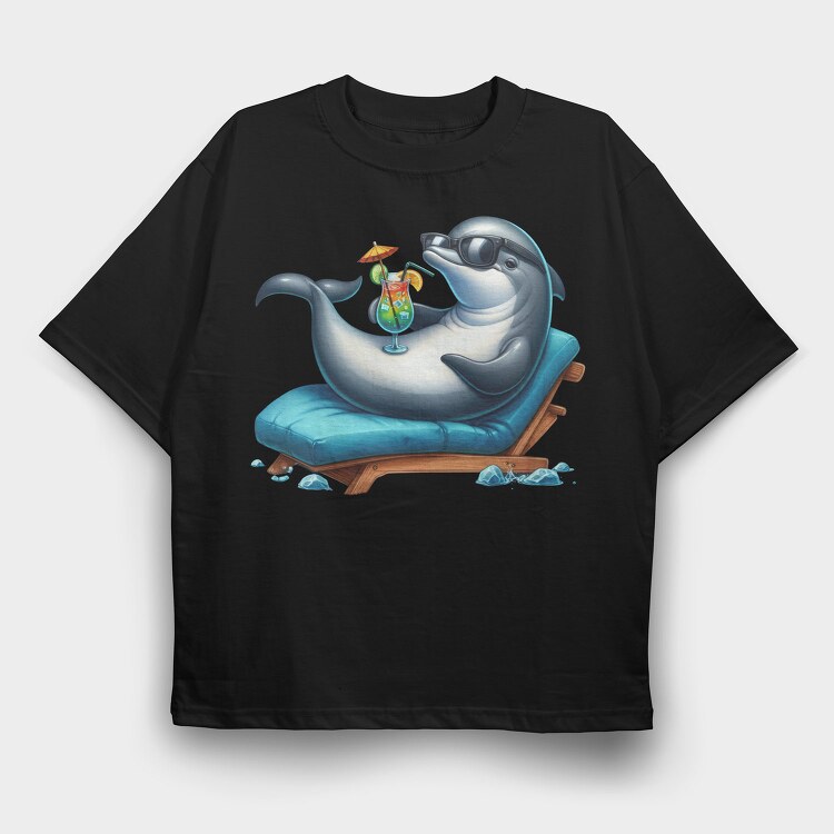 Dolphin Cocktail Sunglasses, Tricou Oversize Barbati (Unisex)