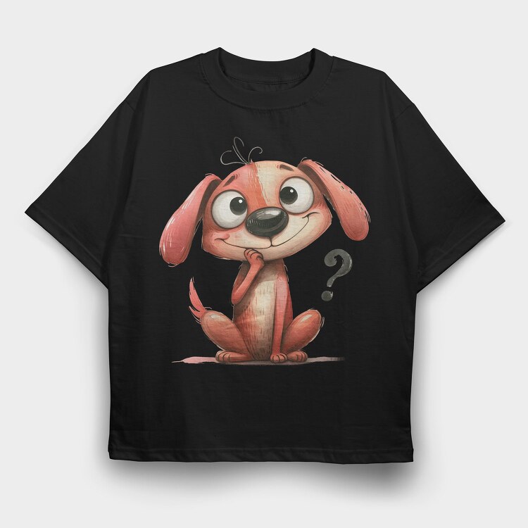 Dog Question Mark Fan, Tricou Oversize Barbati (Unisex)