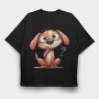 Dog Question Mark Fan, Tricou Oversize Barbati (Unisex)
