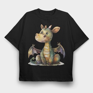 Dragon Cute Clipart, Tricou Oversize Barbati (Unisex)