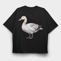 Duck Watercolor Illustration, Tricou Oversize Barbati (Unisex)