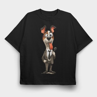 Dog Reporter Mic, Tricou Oversize Barbati (Unisex)