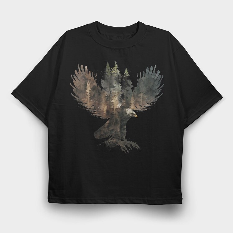 Eagle Forest Silhouette, Tricou Oversize Barbati (Unisex)